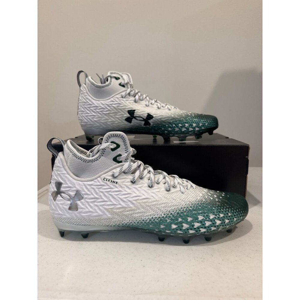Under Armour UA Spotlight Clone 3.0 MC Football Cleats Size 14 White & Green - Picture 5 of 7